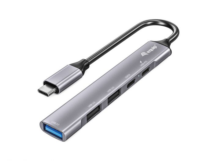 Equip Hub USB-C con 1x USB 3.0, 2x USB 2.0 y 1x USB-C PD - Carcasa de Aluminio