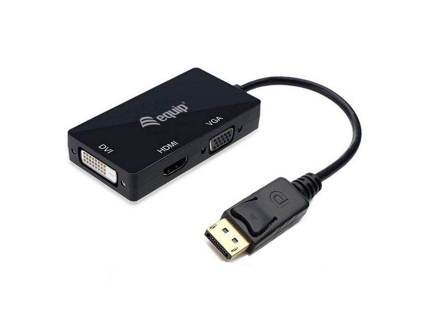 Equip Adaptador DisplayPort Macho a 1x HDMI, 1x VGA, 1x DVI - Cable de 24cm