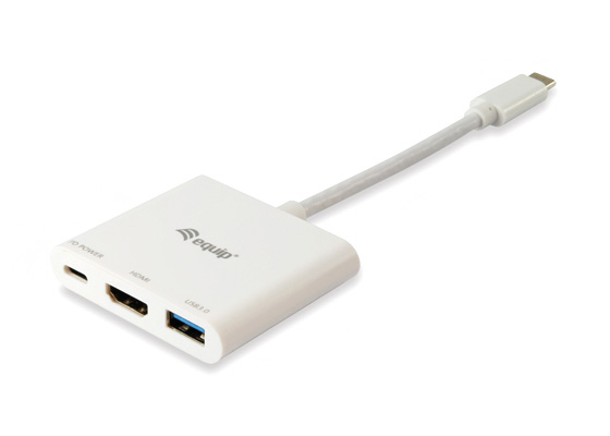 Equip Adaptador USB-C Macho a HDMI Hembra / USB-C Hembra / USB-A Hembra 3.0