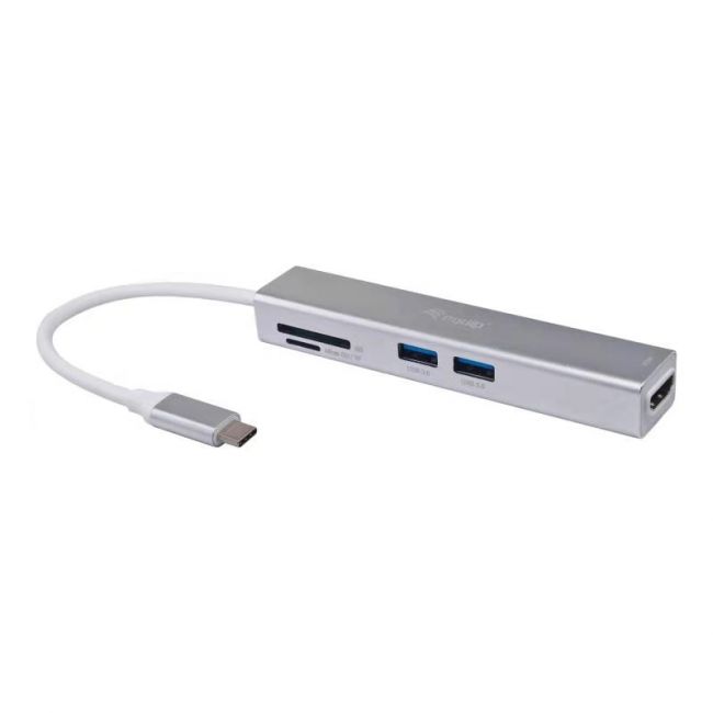 Equip Hub USB-C con 2x USB 3.0, 1x HDMI, Lector SD y MicroSD - Velocidad de hasta 5Gbps - Carcasa de Aluminio