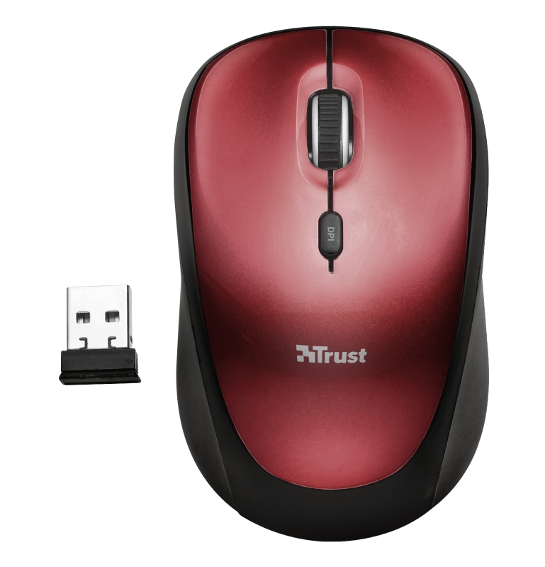 Trust Yvi Raton Inalambrico USB 1600dpi - 3 Botones - Uso Ambidiestro - Color Rojo