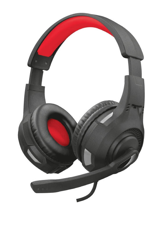 Trust Gaming GXT 307 Ravu Auriculares con Microfono - Microfono Plegable - Diadema Ajustable - Control en Cable - Compatible PS4, Nintendo Switch, Xbox One - Cable de 2m - Color Negro/Rojo