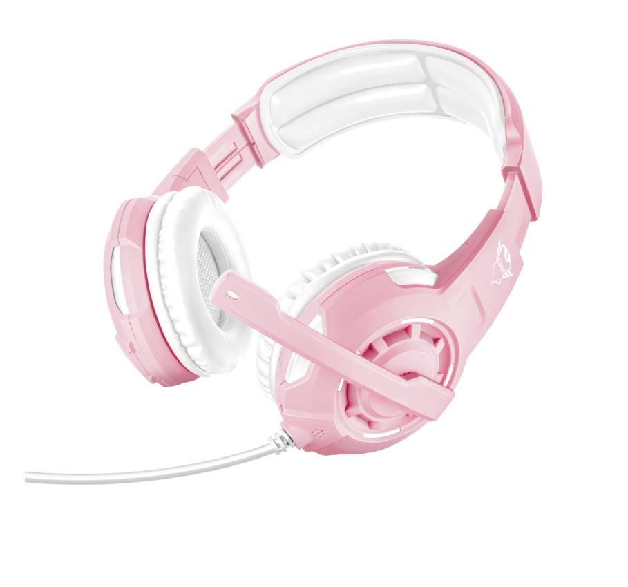 Trust Gaming GXT 310P Radius Auriculares con Microfono - Diadema Ajustable - Almohadillas Acolchadas - Cable de 1m - Color Rosa/Blanco