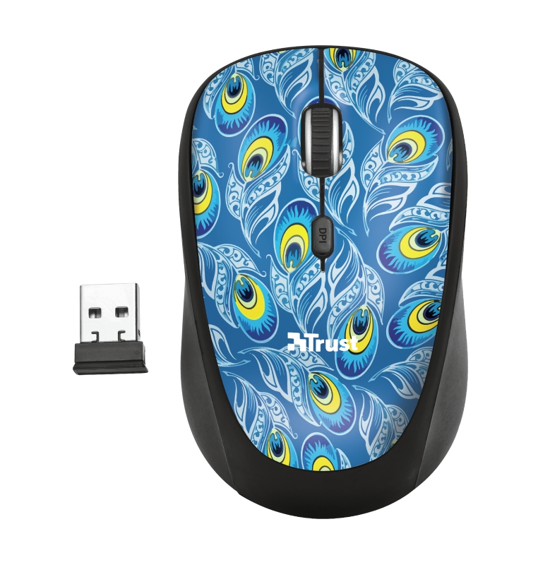 Trust Yvi Peacock Raton Inalambrico USB 1600dpi - 3 Botones - Uso Ambidiestro