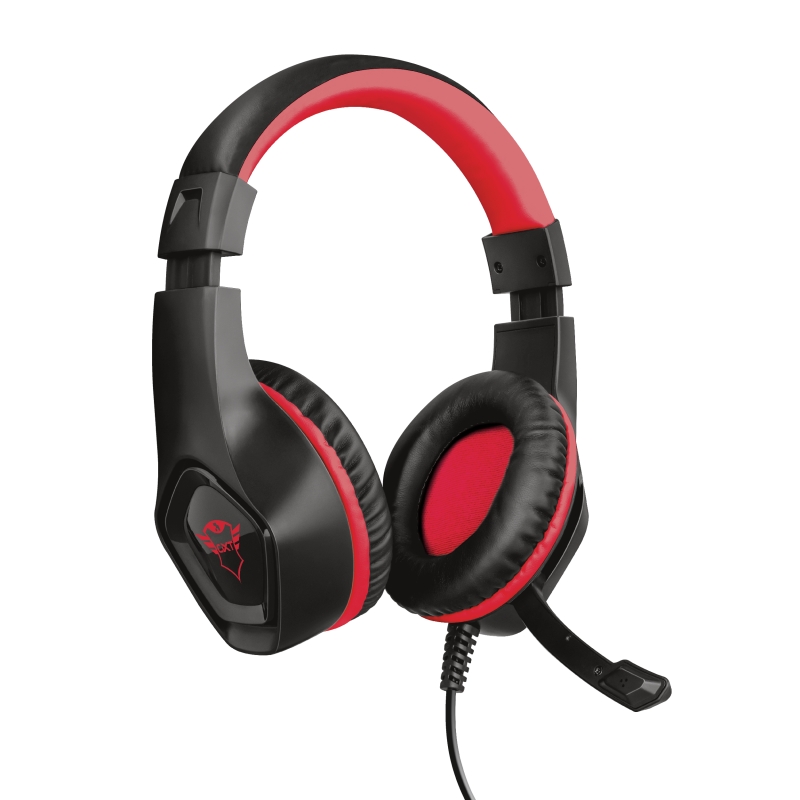 Trust Gaming GXT 404R Rana Auriculares con Microfono - Compatible con Nintendo Switch - Microfono Plegable - Diadema Ajustable - Altavoces de 40mm - Cable de 1m - Color Negro/Rojo