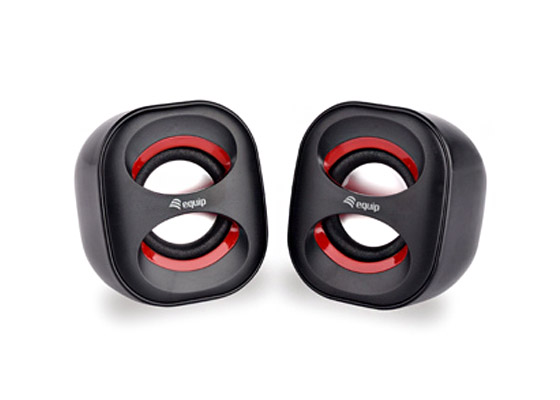 Equip Life Mini Altavoces USB 2.0 6W - Conector Jack 3.5mm - Control en Cable - Color Negro/Rojo