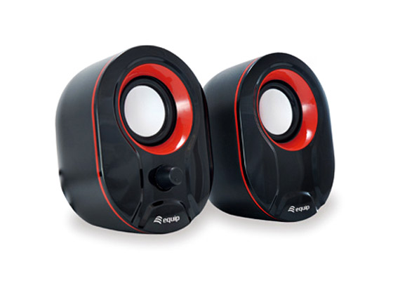 Equip Life Altavoces 2.0 USB 6W - Conector Jack 3,5 mm - Control en Altavoz - Color Negro/Rojo