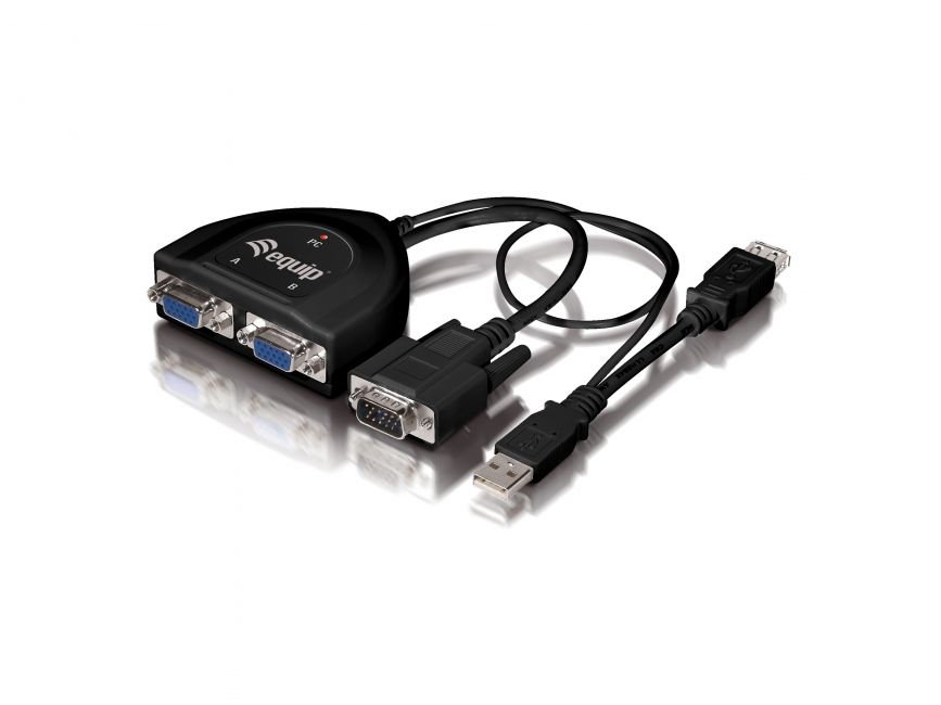 Equip Cable VGA Video-Splitter 2 puertos 450MHz - Alimentacion USB - Color Negro