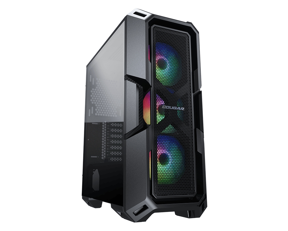 Cougar MX440 Mesh RGB Caja Midi Torre Micro ATX, Mini-ITX y ATX - Lateral Cristal Templado - Panel Frontal Mallado - Iluminacion LED ARGB - USB 3.0, USB 2.0 y Audio - 3 Ventiladores ARGB Incluidos - Soporta Refrigeracion Liquida