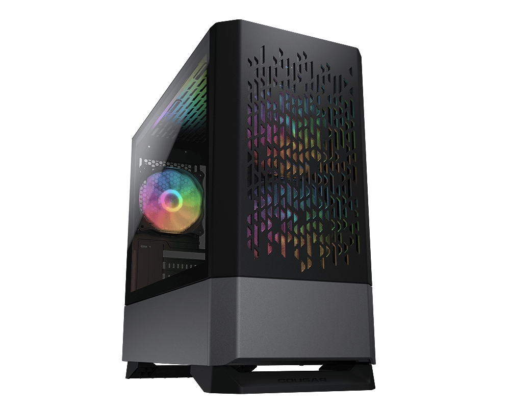 Cougar MG140 Air RGB Caja Mini Torre Micro ATX, Mini-ITX - Lateral Cristal Templado - Iluminacion LED RGB - Tamaño HDD 2.5\", 3.5\" - USB 3.0, USB 2.0 y Audio - 3 Ventiladores Incluidos - Soporta Refrigeracion Liquida