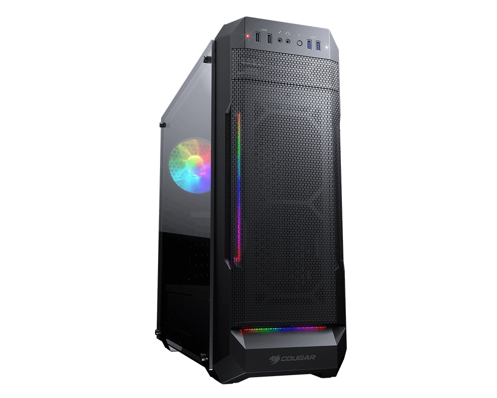 Cougar MX331 Mesh-G Caja Torre Micro ATX, Mini-ITX y ATX - Lateral Cristal Templado - Panel Frontal Mallado - Iluminacion LED ARGB - USB 3.0, USB 2.0 y Audio - 1 Ventilador ARGB Incluido - Soporta Refrigeracion Liquida