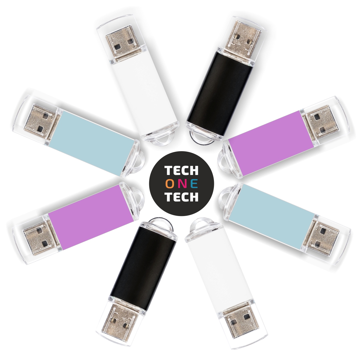 TechOneTech Basic Serie Pro Pack Ahorro de 8 Memorias USB 2.0 32GB - Colores Surtidos (Pendrive)