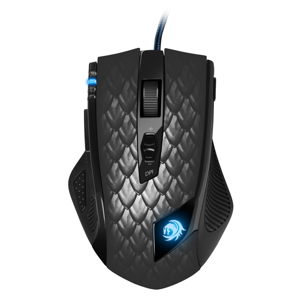 Sharkoon Drakonia Raton Gaming USB 8200dpi - 11 Botones Programables - Peso Ajustable - Iluminacion Logo - Aceleracion Max. 30G - Uso Diestro - Cable Trenzado de 1.80m