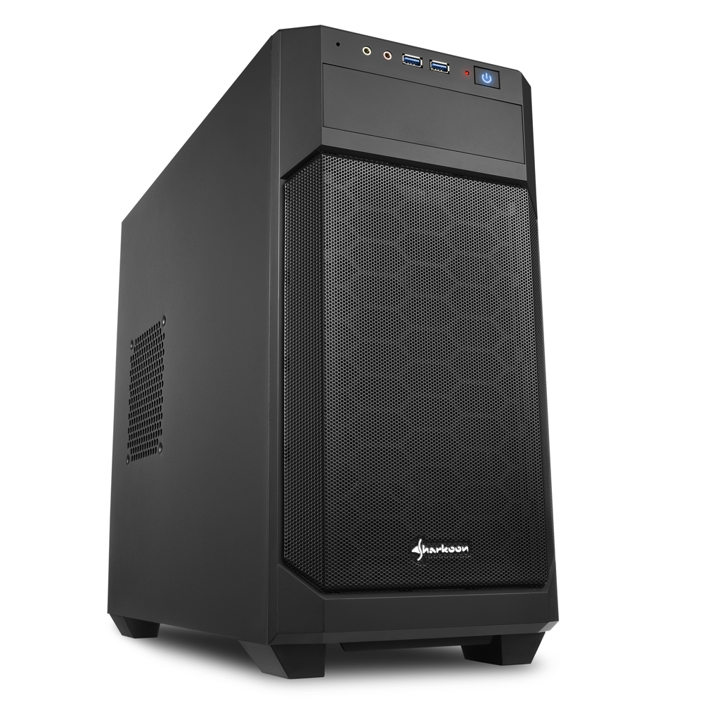 Sharkoon V1000 Caja Micro ATX, Mini-ITX - Tamaño HDD 2.5\", 3.5\" y 5.25\" - USB-A 3.0 y Audio - 2 Ventiladores 120mm Incluidos - Soporta Refrigeracion Liquida