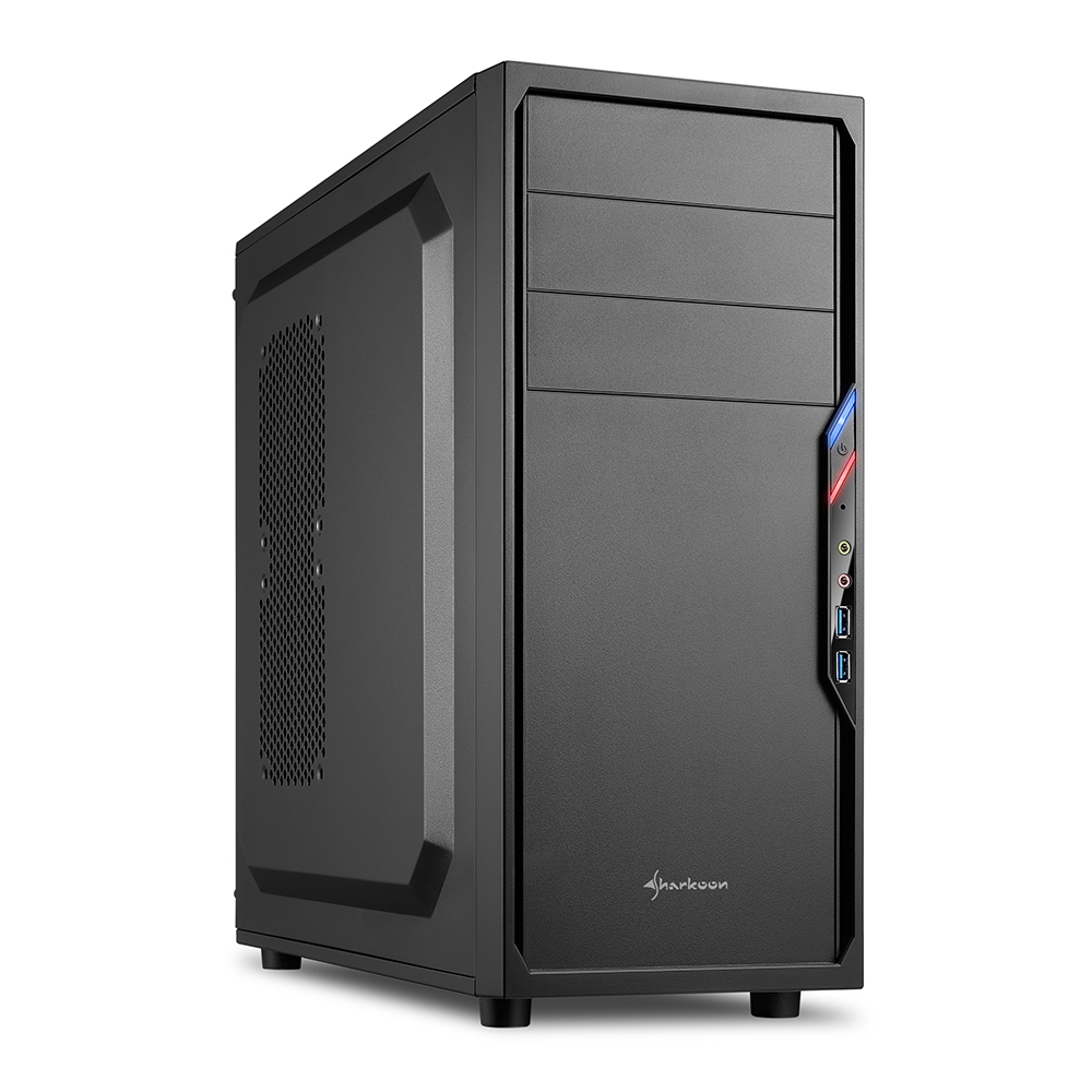 Sharkoon VS4-V Caja Semitorre ATX, Micro ATX, Mini-ITX - Tamaño HDD 2.5\", 3.5\" - USB-A 3.0 y Audio - 1 Ventilador 120mm Incluido - Soporta Refrigeracion Liquida