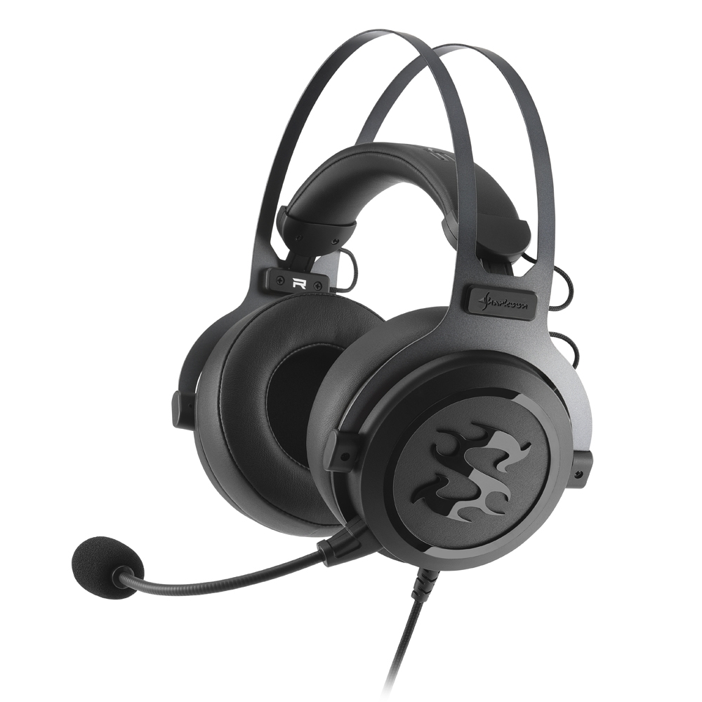 Sharkoon Skiller SGH3 Auriculares Gaming con Microfono Extraible - Drivers de 53mm - Tarjeta de Sonido Externa - Diadema Ajustable - Almohadillas Acolchadas - Cable Trenzado de 2.60m