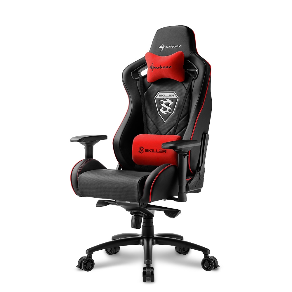 Sharkoon Skiller SGS4 Silla Gaming - Reposabrazos 4D - Cojin Lumbar y Cervical - Piston de Gas Clase 4 - Base de Aluminio - Ruedas con Bloqueo - Peso Max. 150kg