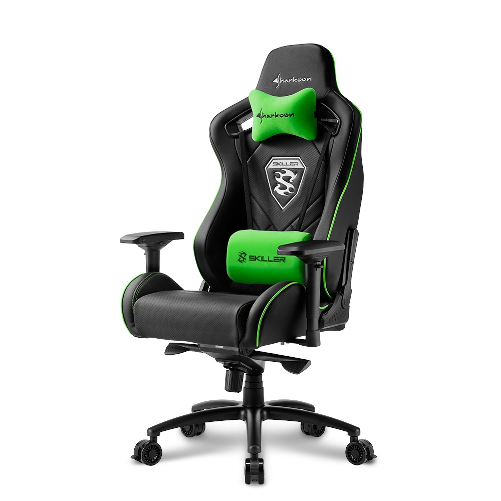 Sharkoon Skiller SGS4 Silla Gaming - Reposabrazos 4D - Cojin Lumbar y Cervical - Piston de Gas Clase 4 - Base de Aluminio - Ruedas con Bloqueo - Peso Max. 150kg