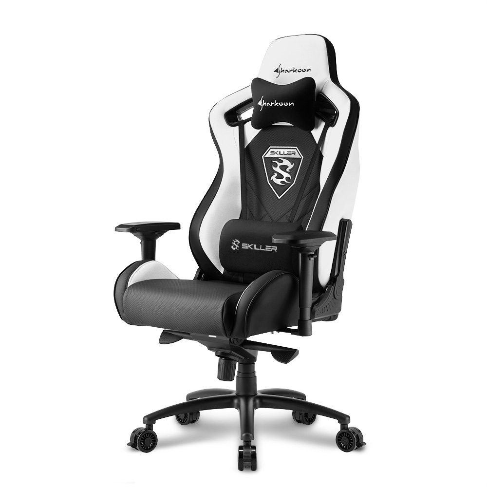 Sharkoon Skiller SGS4 Silla Gaming - Reposabrazos 4D - Cojin Lumbar y Cervical - Piston de Gas Clase 4 - Base de Aluminio - Ruedas con Bloqueo - Peso Max. 150kg