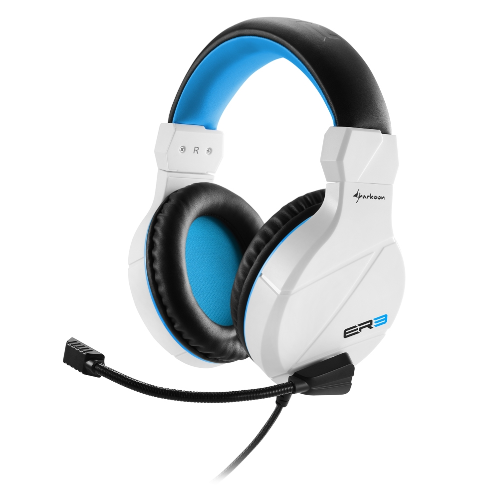 Sharkoon Rush ER3 Auriculares Gaming con Microfono - Diadema Ajustable - Almohadillas Acolchadas - Control en Cable - Cable Trenzado de 2.40m