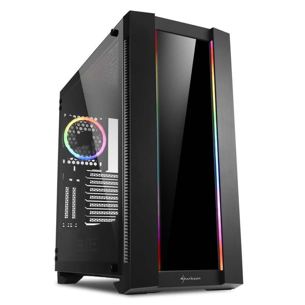 Sharkoon Elite Shark CA200G Caja Torre ATX, CEB, EATX, EEB, Micro ATX, Mini ITX - Lateral Cristal Templado - Iluminacion RGB - Tamaño HDD 2.5\", 3.5\" - USB-A 3.2, USB-A 2.0, y Audio - 1 Ventilador 120mm Incluido