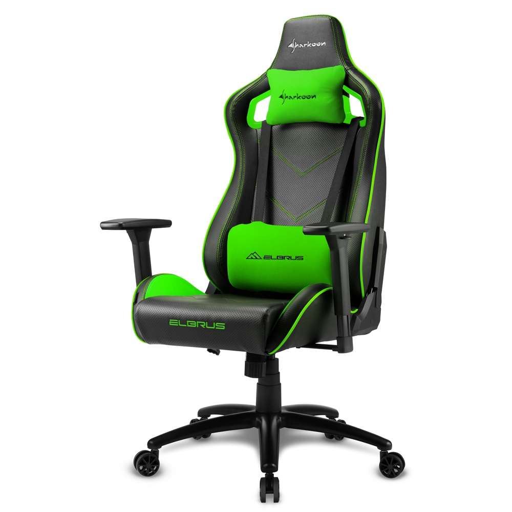 Sharkoon Elbrus 2 Silla Gaming - Reposabrazos 3D - Cojin Lumbar y Cervical - Piston de Gas Clase 4 - Base de Acero - Peso Max. 150kg