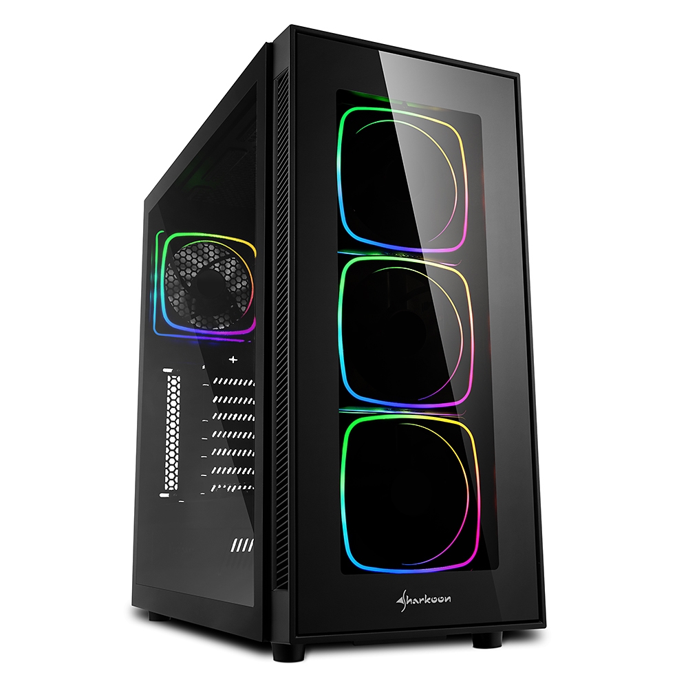 Sharkoon TG6 RGB Caja Semitorre ATX, Micro ATX, Mini-ITX - Frontal y Lateral Cristal Templado - Iluminacion RGB - Tamaño HDD 2.5\", 3.5\" - USB-A 3.2, USB-A 2.0 y Audio - 4 Ventiladores 120mm Incluidos - Soporta Refrigeracion Liquida