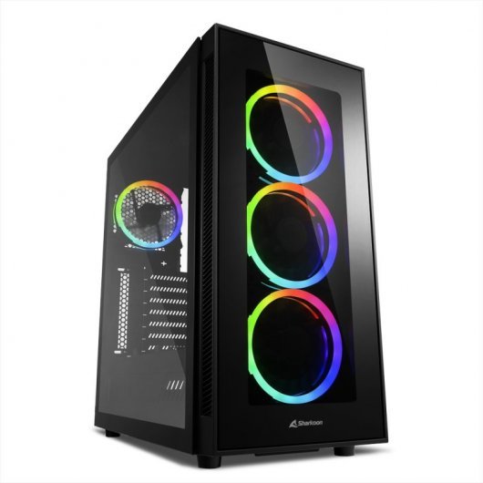 Sharkoon TG5 RGB Silent PCGH Edition Caja Semitorre ATX, Micro ATX, Mini-ITX - Lateral Cristal Templado - Iluminacion RGB - Tamaño HDD 2.5\", 3.5\" - USB-A 3.2, USB-A 2.0 y Audio - 4 Ventiladores 120mm Incluidos - Soporta Refrigeracion Liquida