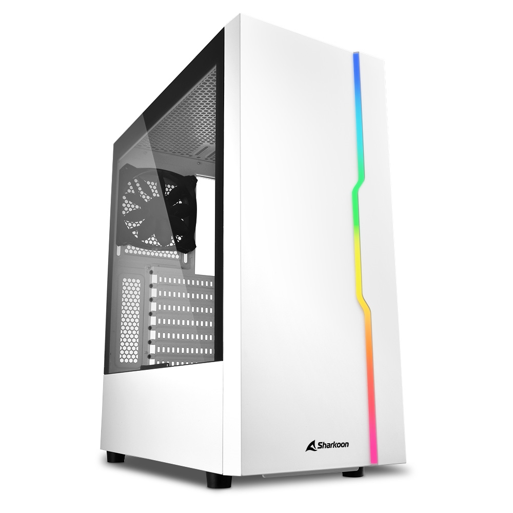 Sharkoon RGB Slider Caja Semitorre ATX, Micro ATX, Mini-ITX - Lateral Cristal Templado - Iluminacion RGB - Tamaño HDD 2.5\", 3.5\" - USB-A 3.2, USB-A 2.0 y Audio - 1 Ventilador 120mm Incluido