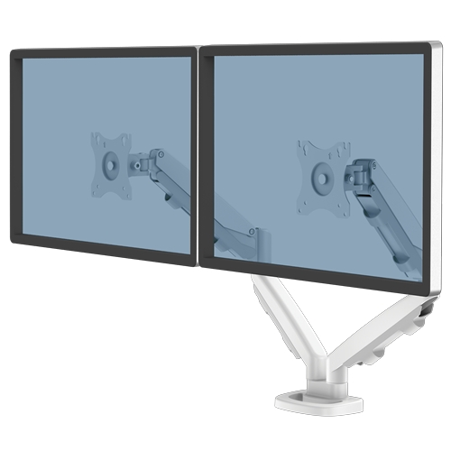 Fellowes Eppa Brazo para Monitor Doble - Hasta 39\" y 8kg - Ajustable con Muelle de Gas - Color Blanco