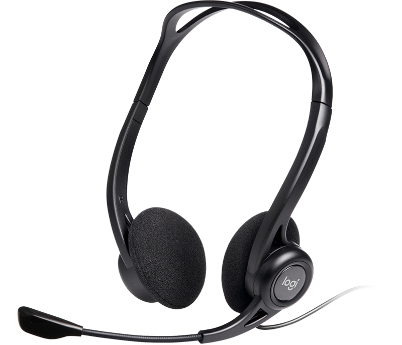 Logitech 960 Auriculares con Microfono USB - Microfono Plegable y Flexible - Controles en Cable - Cable de 2.40m - Color Negro