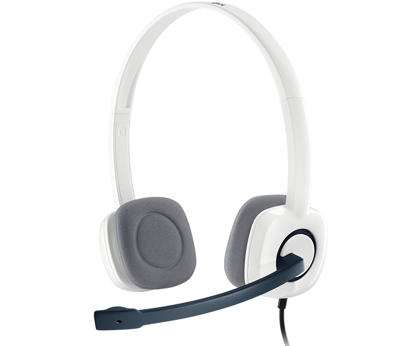 Logitech H150 Auriculares con Microfono - Microfono Plegable - Diadema Ajustable - Almohadillas Acolchadas - Controles en Cable - Cable de 1.80m - Color Blanco