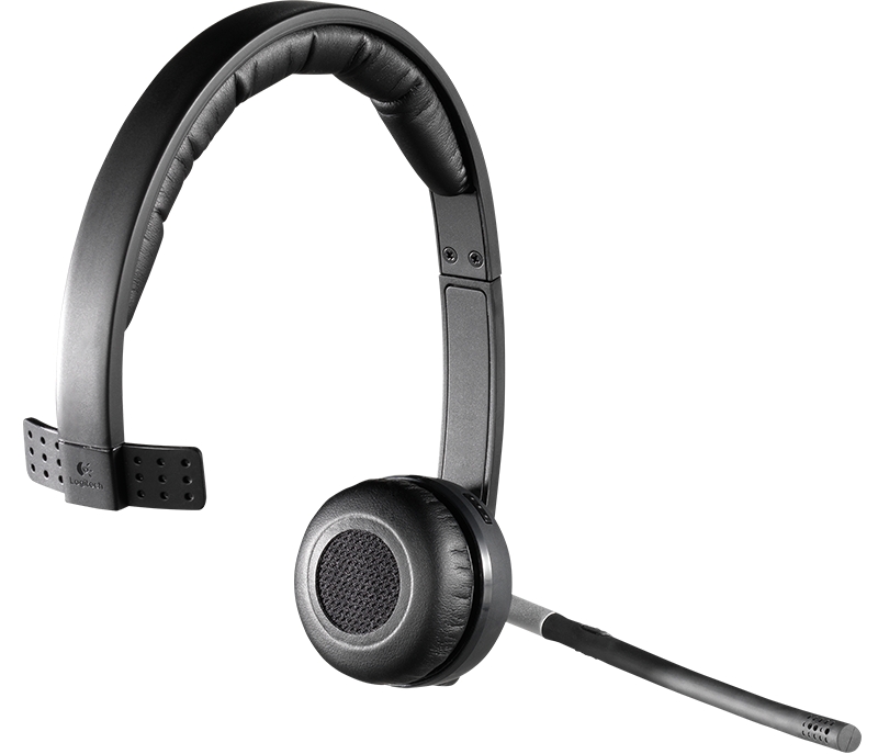 Logitech H820E Auriculares Inalambricos Mono con Microfono - Autonomia hasta 10h - Diadema Ajustable - Controles en Auricular - Color Negro