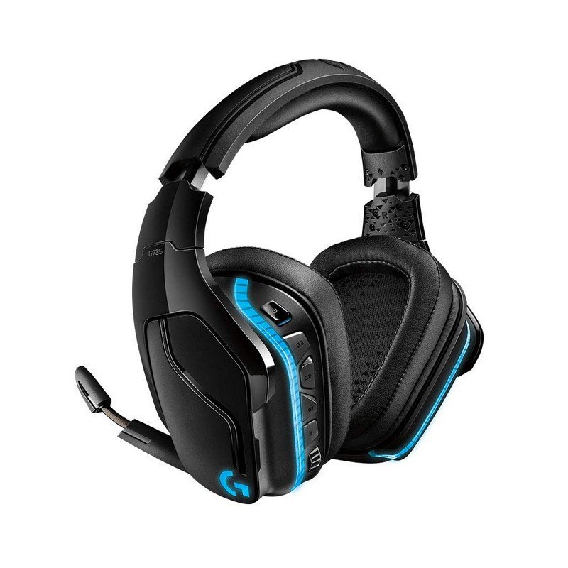 Logitech G935 Auriculares Gaming Inalambricos DTS 7.1 LightSync con Microfono - Iluminacion RGB - Autonomia hasta 12h - Microfono Plegable - Diadema Ajustable - Almohadillas Acolchadas - Controles en Auricular - Color Negro