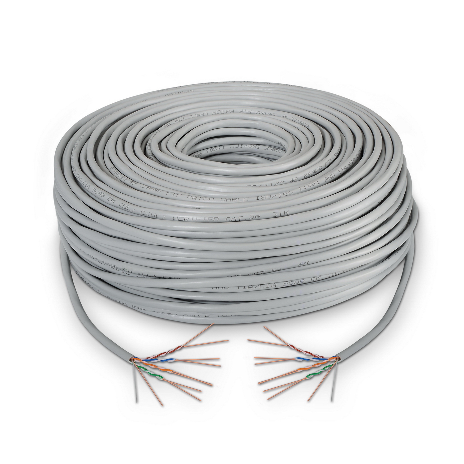 Aisens Cable de Red RJ45 Cat.5e FTP Rigido AWG24 - Bobina de 100m para la Instalacion - Color Gris