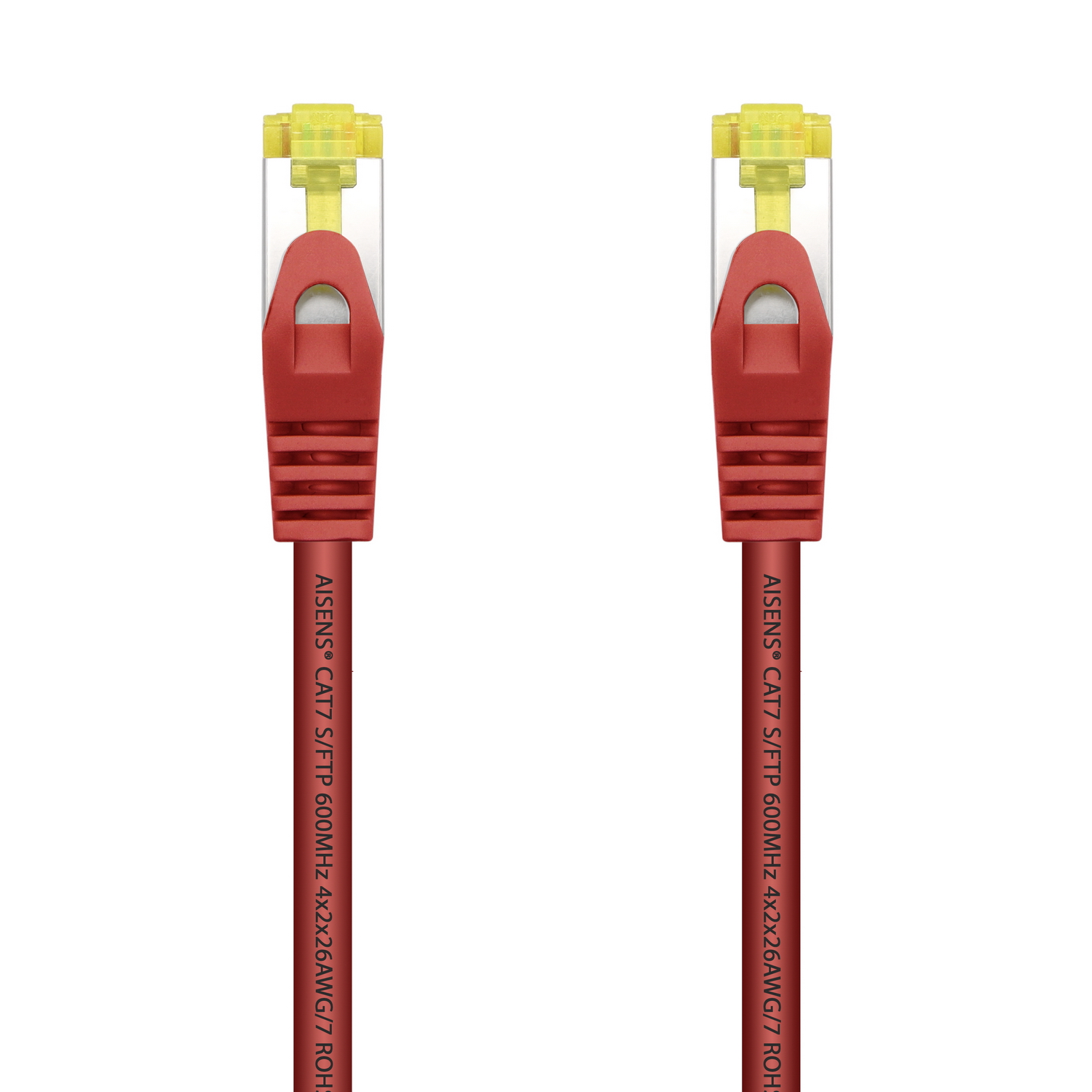 Aisens Cable de Red Latiguillo RJ45 LSZH Cat.7 600 MHz S/FTP PIMF AWG26 - 25cm - Color Rojo