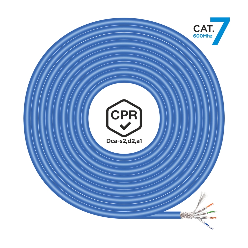 Aisens Cable de Red RJ45 LSZH CPR Dca CAT.7 600 MHZ S/FTP AWG23 - 500M - Color Azul