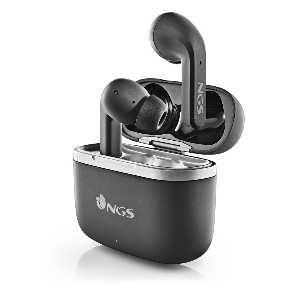 NGS Artica Crown Black Auriculares Intrauditivos Bluetooth 5.1 TWS - Manos Libres - Asistente de Voz - Autonomia hasta 8h - Base de Carga