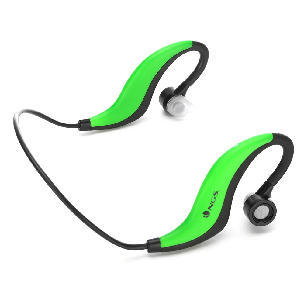 NGS Artica Runner Auriculares Deportivos Bluetooth - Microfono Integrado - Resistencia al Agua IPX4 - Autonomia hasta 4h - Color Negro/Verde