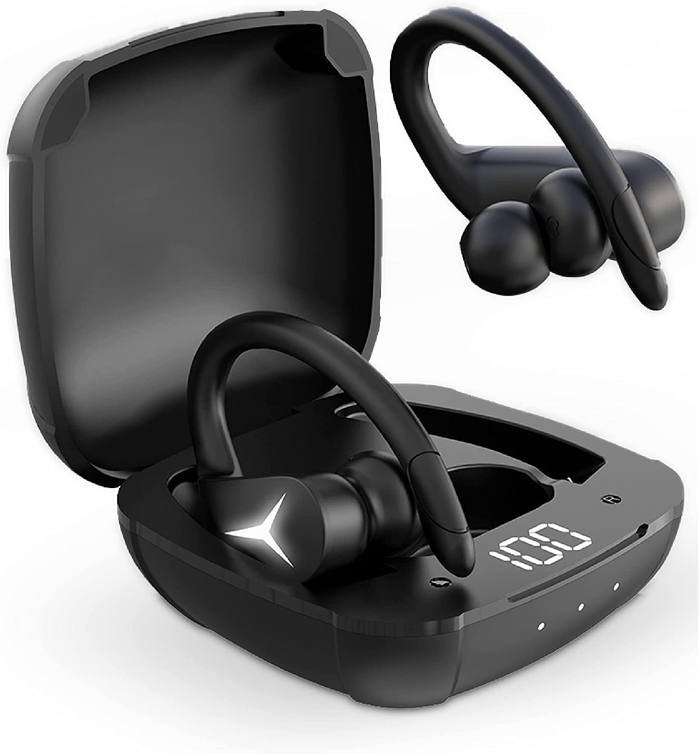 Ksix Sport Buds 2 Auriculares Deportivos Bluetooth 5.1+EDR con Microfono - Autonomia hasta 16h con Estuche - Control Tactil - Estuche de Carga