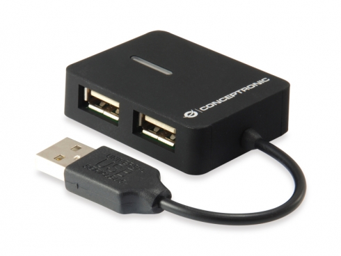 Conceptronic Hub Extensor de Viaje USB 2.0 a 4 Puertos USB 2.0 - 480Mbps - Negro