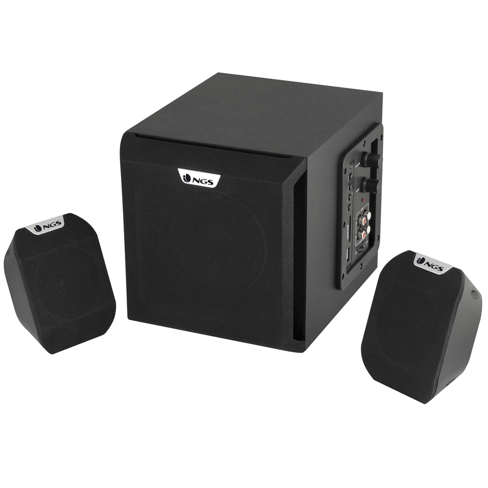 NGS Cosmos Altavoces USB 2.1 72W - Subwoofer 40W - USB, SD y Aux in - Control de Volumen y Graves - Color Negro