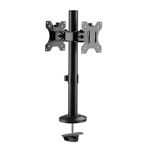 Cromad Soporte de Mesa para 2 Monitores de 17\"-32\" - Ajustable en Altura, Giratorio e Inclinable - Gestion de Cables - Peso Max 8kg - VESA Max 100x100mm