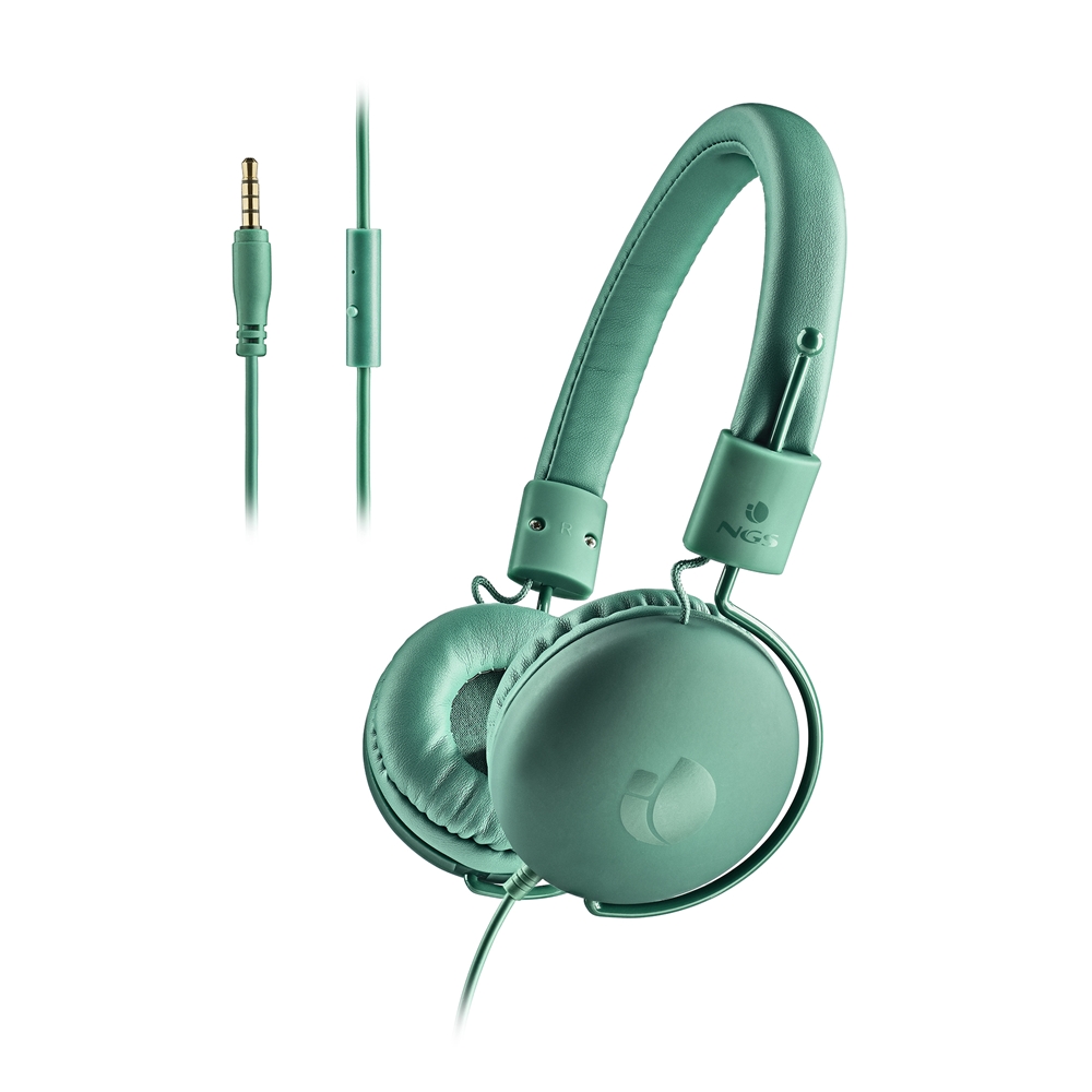 NGS Cross Hop Teal Auriculares con Microfono - Diadema Ajustable - Almohadillas Acolchadas - Control en Cable - Cable de 1.50m