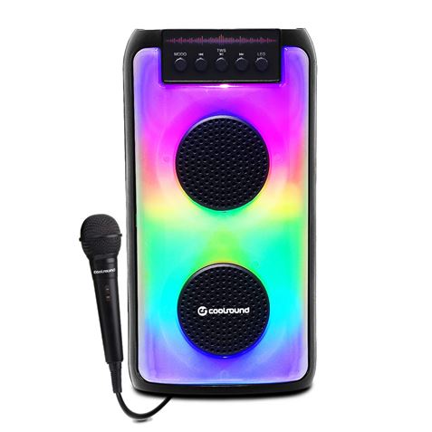 Coolsound Party Boom A370 Altavoz Portatil Bluetooth 50W 2x 3\" - Iluminacion LED - USB, MicroSD, Jack3.5mm - Bateria 3.7V 1800mAh - Asa de Transporte- Microfono Incluido