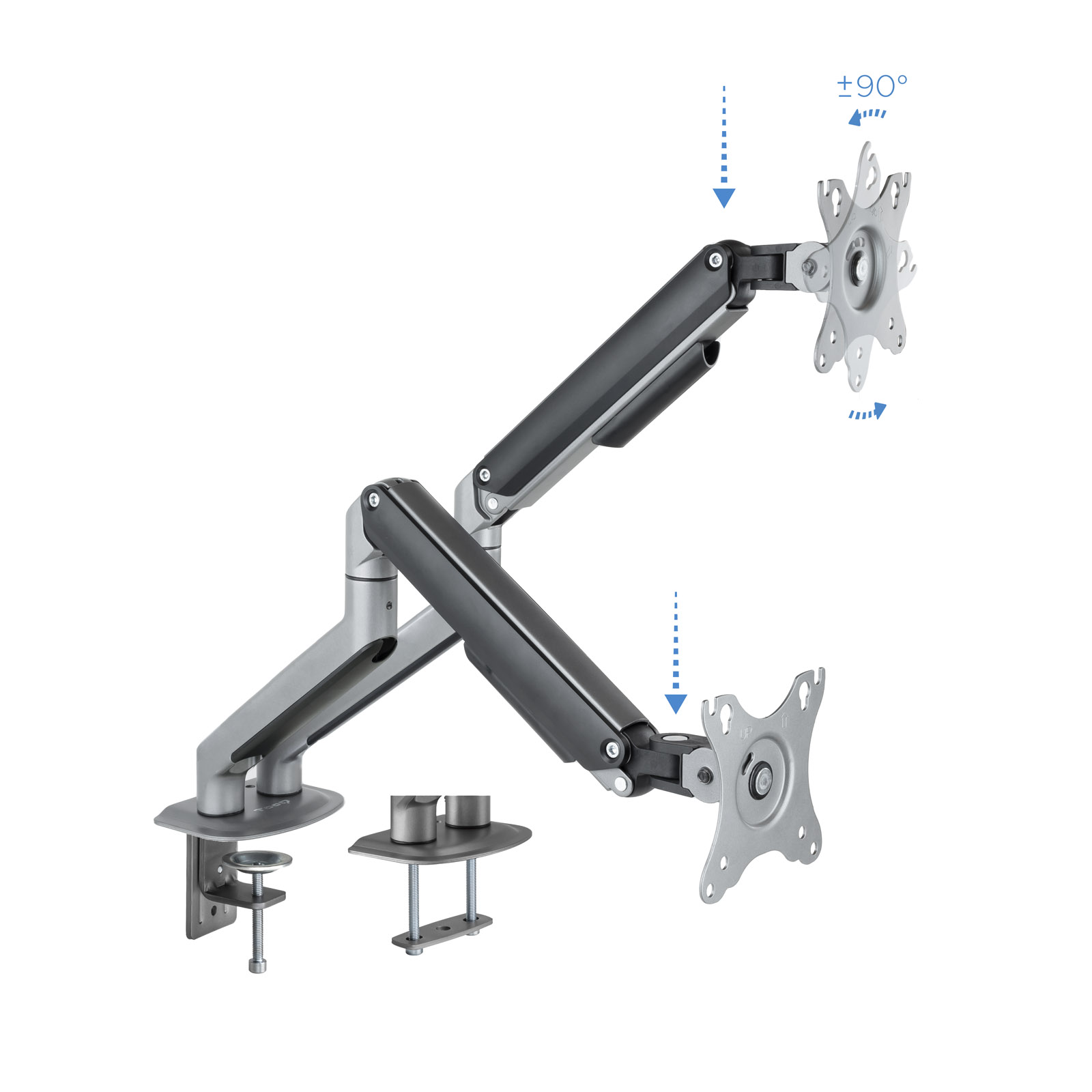 Tooq Soporte Mesa Pantallas Giratorio Inclinacion 2 Brazos 17-32\" - Color Gris