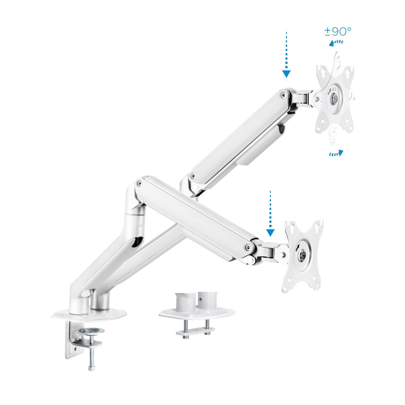 Tooq Soporte Mesa Pant Giratorio Inclinacion 2 Brazos 17-32\" - Color Blanco