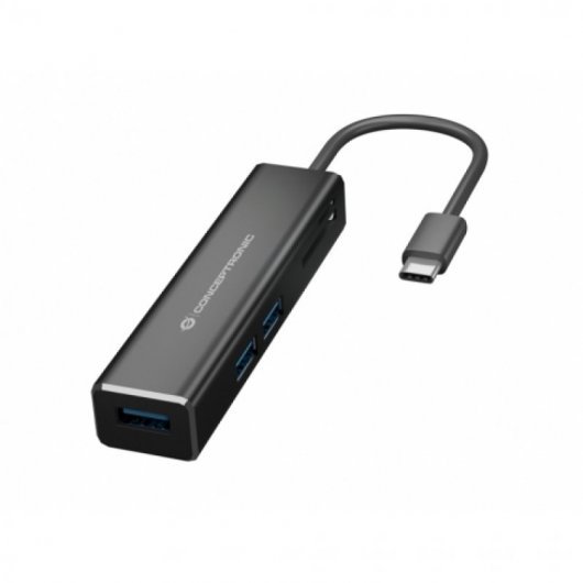 Conceptronic Hub USB-C con 3x USB-A 3.1 + Lector de Tarjetas SD y microSD - Carcasa de Aluminio