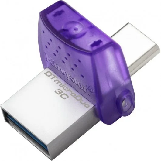 Kingston DataTraveler microDuo 3C Memoria USB-A + USB-C 64GB 3.2 Gen 1 - Velocidad de Lectura 200 MB/s - Tapon Protector (Pendrive)