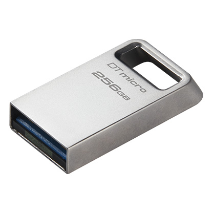 Kingston DataTraveler Micro Memoria USB 256GB - USB 3.2 Gen 1 - Ultracompacta y Ligera - Enganche para Llavero - Cuerpo Metalico (Pendrive)